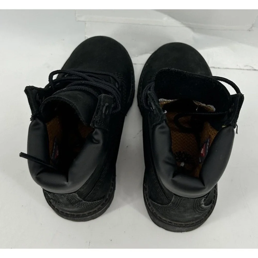 Timberland 12807 Black Leather Combat Boots Kids Size 7M